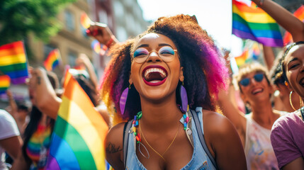 Obraz premium LGBTQ+ Pride in Full Bloom. Joyous March of Equality