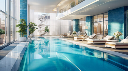 Luxury swimming pool.  elegant interior design