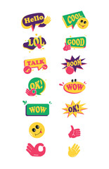 Simple Expressive With Shape and Hand SIgn Sticker Design Set