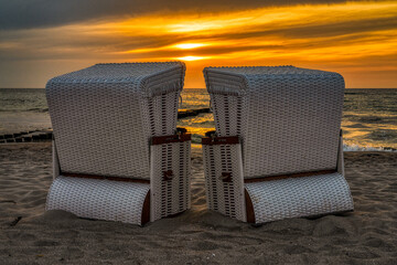 Beach chairs on the beach in Ahrenshoop, Mecklenburg-Western Pomerania, Germany