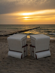 Beach chairs on the beach in Ahrenshoop, Mecklenburg-Western Pomerania, Germany