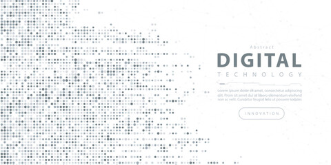 Abstract digital technology hi-tech futuristic grey white background, cyber information communication, innovation future tech data, internet network connection, Ai big data lines dots, circuit vector