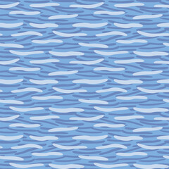 Japanese Cute Line Ocean Wave Vector Seamless Pattern