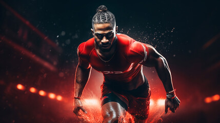 Sport runner.  Athletic young man running