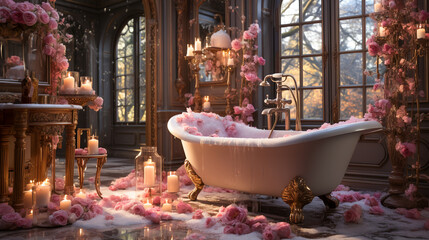 Luxury Bathroom Oasis.  Vintage Elegance Spa.  Rose Petal Bliss.. ..