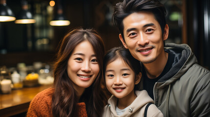 Warm Asian Family Scene.  Asian Home Happiness....