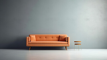 Modern minimalistic living room interior detail.  Fashionable comfortable stylish fabric sofa. AI Generated