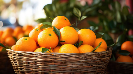 orange in basket in the market