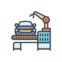 Color illustration icon for assembly