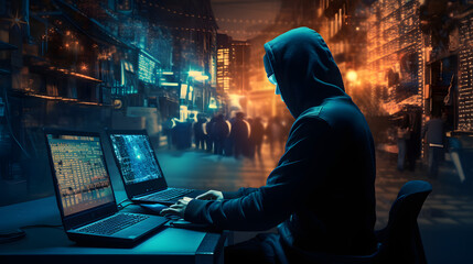 Digital crime by an anonymous hacker. generative ai.