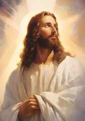 Potrait of Jesus Christ. Christian concept. Generative AI