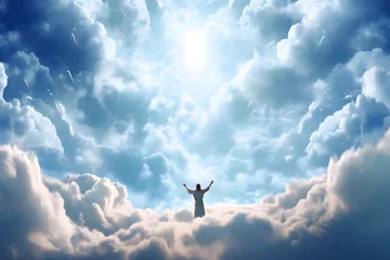 Fotobehang Jesus Christ in Heaven. Resurrection of Jesus Christ concept. Generative AI © sticker2you