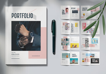 InDesign Portfolio Catalogue With 20 Pages Pink Design Accents