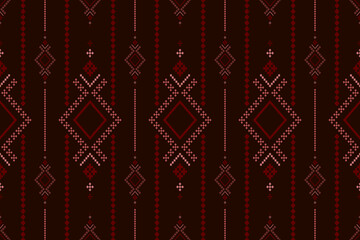 Red Cross stitch colorful geometric traditional ethnic pattern Ikat seamless pattern abstract design for fabric print cloth dress carpet curtains and sarong Aztec African Indian Indonesian