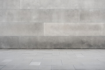 concrete gray wall on street city, paving stones, flat facade, mockup background for creativity,...