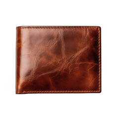 Brown Leather Wallet Isolated on Transparent or White Background, PNG