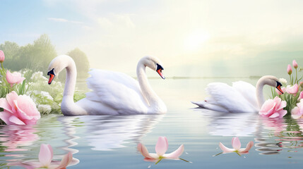 swans on the lake