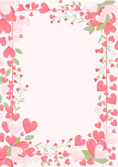 frame with hearts, frame design for valentines day, wedding, vector illustration. Sentimental Design, Love Theme, Romantic Atmosphere