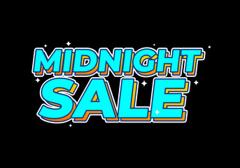 Midnight sale. text effect in blue color