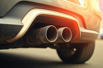 Car Exhaust Pipes Close up Photo - obrazy, fototapety, plakaty
