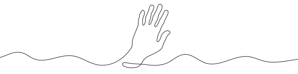 Continuous line drawing of hand. One line drawing background.