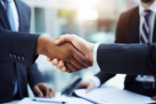 Handshake of Business Partners in Office