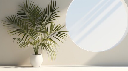 Podium stage pedestal A Serene Oasis A White Room with Vibrant Plants and a Thoughtful Picture Frame