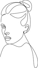 Woman's face continuous line drawing. Abstract minimal female portrait. Logo, icon, label.