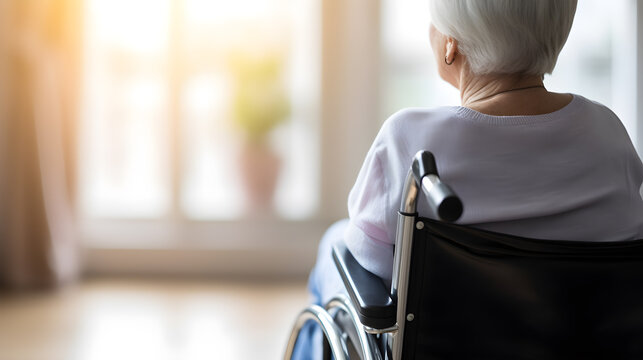 Elderly woman in a wheelchair Elderly society