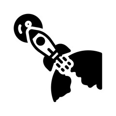 Solid black icon for Space travel