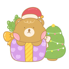 teddy bear with christmas gift