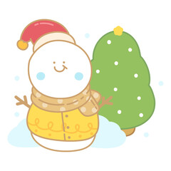 snowman with christmas tree