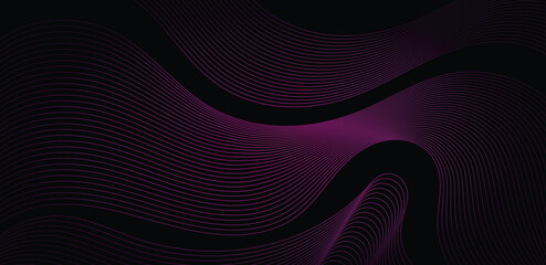 Purple line wave and black background