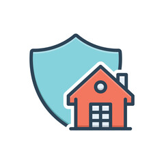 Color illustration icon for home insurance  