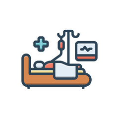 Color illustration icon for  hospitalization 