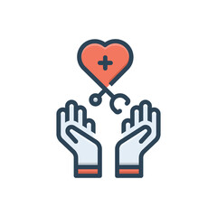 Color illustration icon for health 