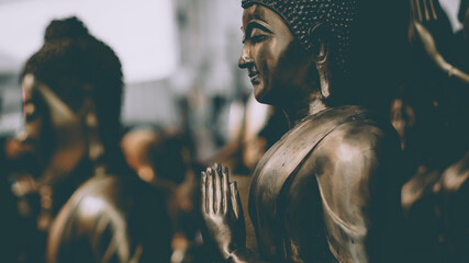 Close-Up of Buddha's Hand - Embodying Buddhism's Concept of Focus, Peacefulness, and Namaste