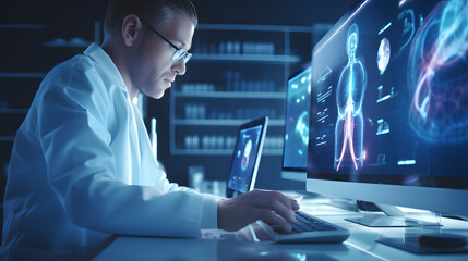  Medical technology concept. Remote medicine. Electronic medical record. generative ai.