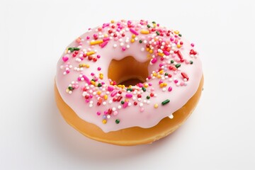 a Yummy donut with sprinkles on white background