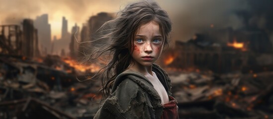 Girl in a world after disaster.