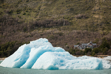 Detached iceberg of Perito Moreno Glacier floating on Lake Argentino 