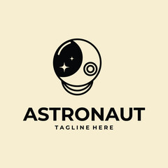 simple astronaut helmet space logo vector icon template design illustration