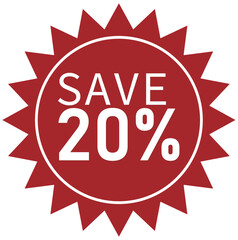 Save Up to 20% Off: Corner Banner Illustration - Vector Isolated on White Background	