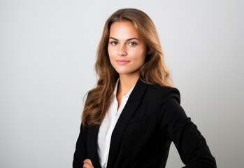 Portrait of businesswoman on plain background