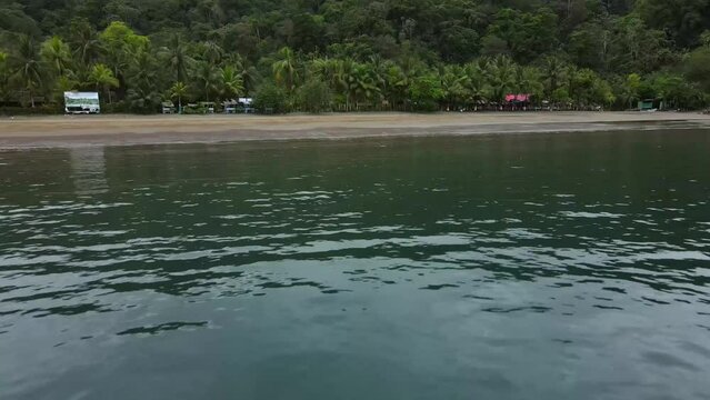 Drone shot of beach island Bahia Solano, Colombia.