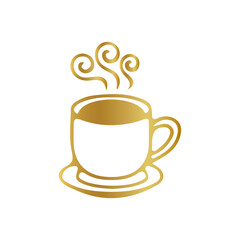 golden coffee cup icon