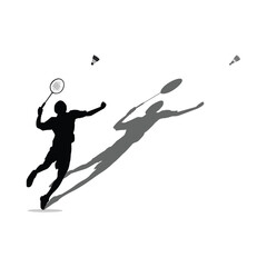 vector illustration of badminton player silhouette isolated white background