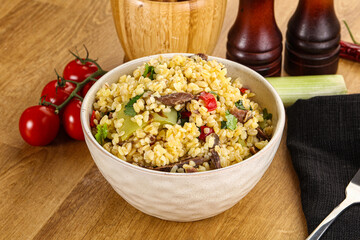 Bulgur with lamb and vegetables