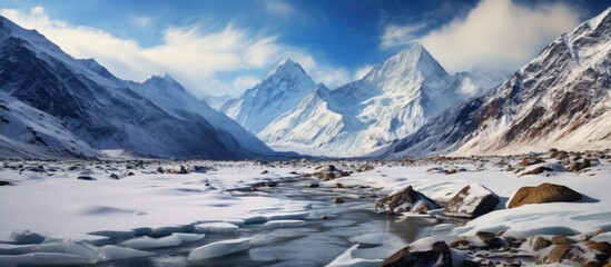 The snowy landscape showcases Thajiwas glacier, where the Sindh river is born from melting snow.