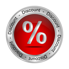 Discount button with percent symbol - 3D illustration - 686026173